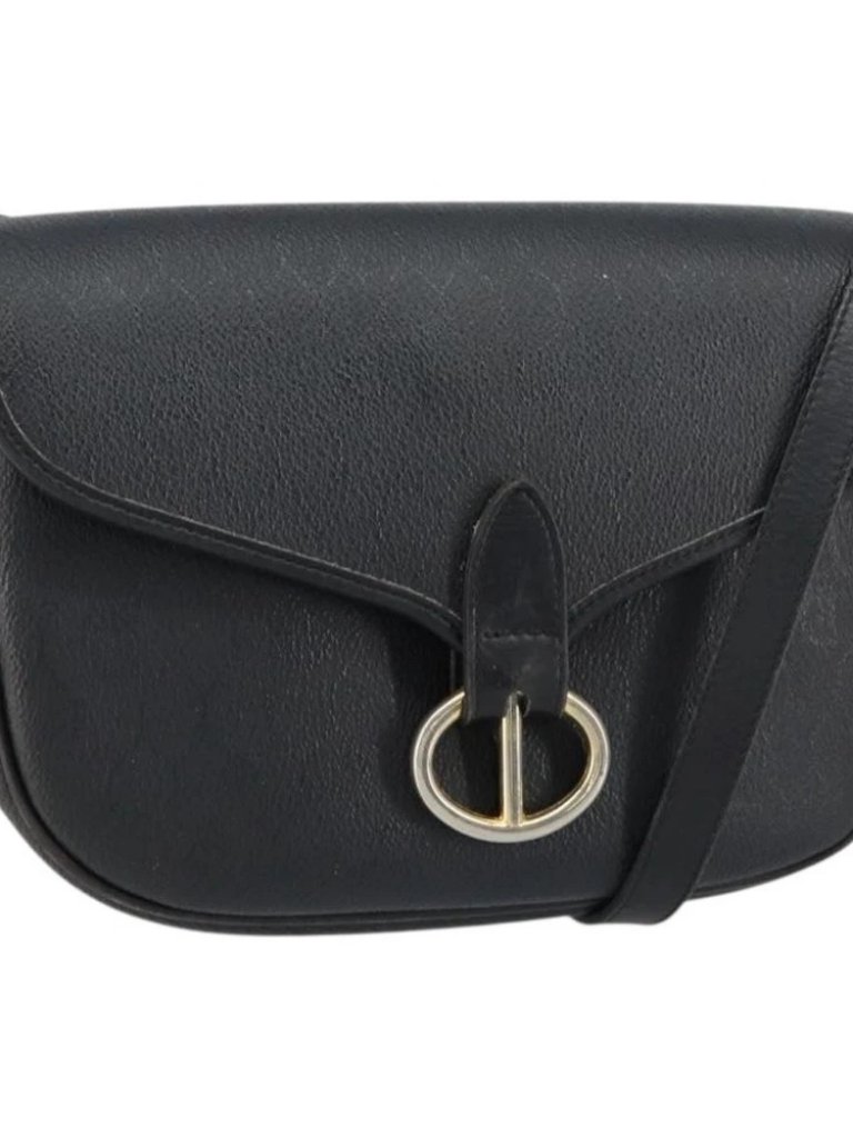 Christian Dior Honeycomb Canvas Shoulder Bag Pvc Black Gold